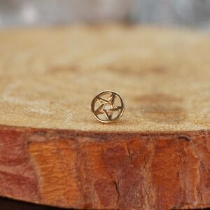 Solid 14k Gold Pentagram press-fit/threadless end